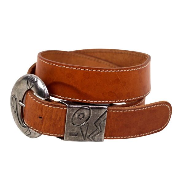 Stone Mountain TAN BROWN GENUINE LEATHER 1 3/8"Wd CASUAL WOMEN'S BELT Sz S (G10 - Picture 3 of 14